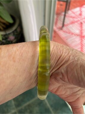 Alexis Bittar Olive Green Translucent Lucite Bangle Bracelet